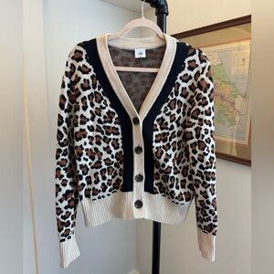 CAbi Nine Lives  Leopard Print Cardigan Sweater Size: M
